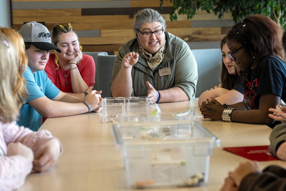 Carrie Elvey teaching children