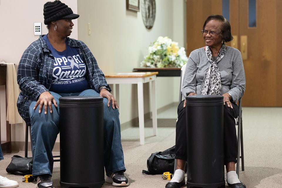 Two women at the Drumming for Wellness Project